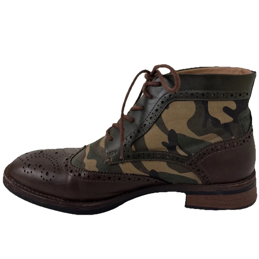 Tommy Hilfiger Mens Wingtip Camo‎ Ankle Boots Ruzman 2 Size 9 Brown